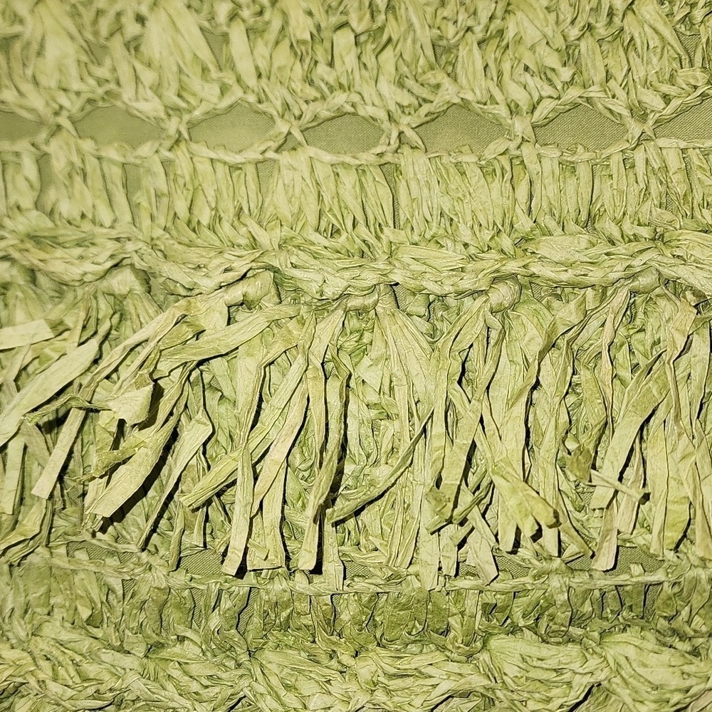 Handcrafted In India Green Fringe Tote Bag - Picture 6 of 6